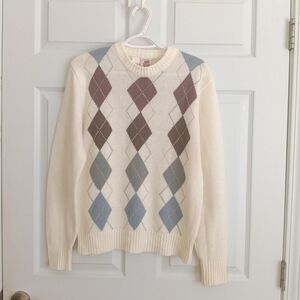 Vintage Kennington Ltd California Argyle Crewneck Knit Sweater Small